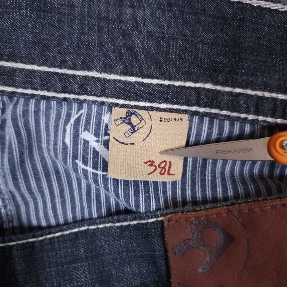 Big Star Blue Jeans Mens 38L Pioneer Boot Distressed Arcuates Stitching USA - Picture 14 of 16